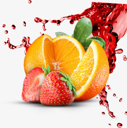 红色草莓橙子素材
