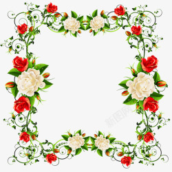 红白玫瑰红白玫瑰花藤相框高清图片