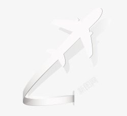 创意白色剪纸飞机飞行造型素材