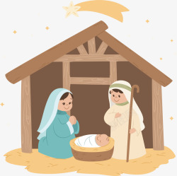 草棚里诞生的耶稣素材