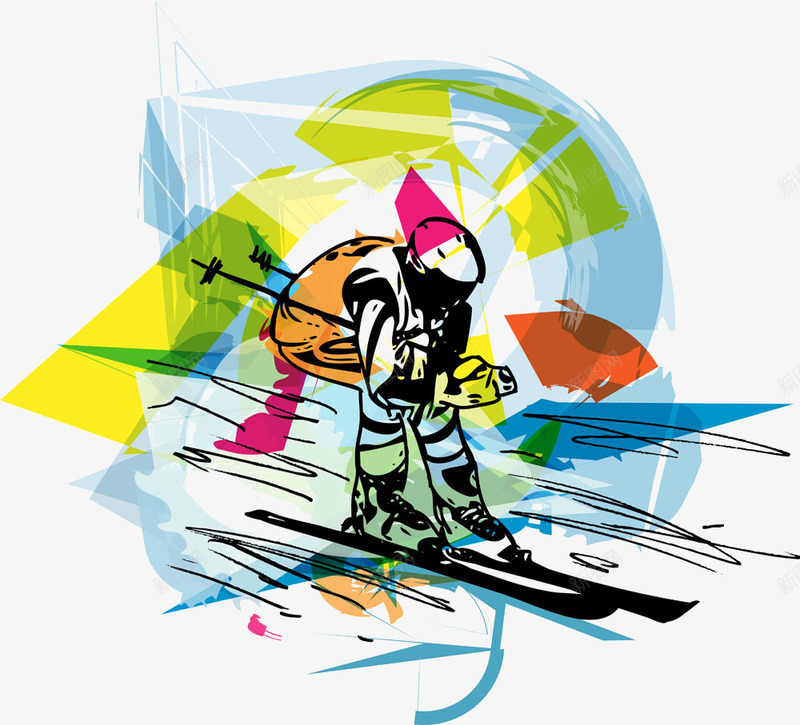 彩色滑雪运动员png免抠素材_新图网 https://ixintu.com 极限运动 滑雪运动员 雪橇