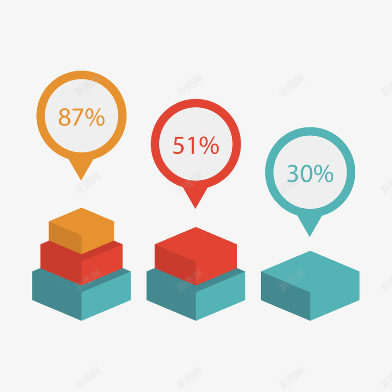 信息图png免抠素材_新图网 https://ixintu.com PPT 信息 商务 图表 多彩 百分比 示意图 立体 统计 说明