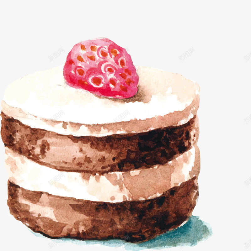 手绘草莓巧克力蛋糕png免抠素材_新图网 https://ixintu.com 手绘 水彩 草莓 草莓巧克力蛋糕