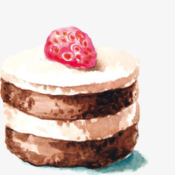 手绘草莓巧克力蛋糕素材