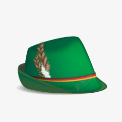 3D羽毛笔绿色帽子矢量图高清图片