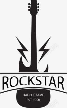 黑色吉他摇滚之星矢量图图标图标