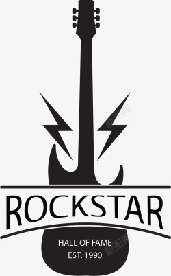 之星海报黑色吉他摇滚之星矢量图图标高清图片