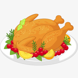 感恩节烤火鸡插画美味烤鸡插画矢量图高清图片