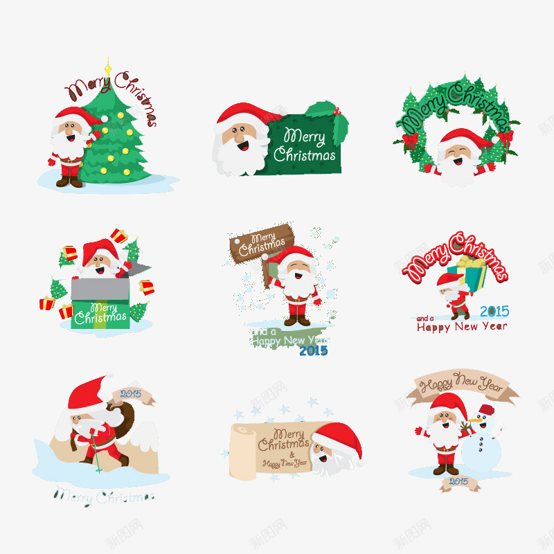 9款圣诞老人举牌图标png_新图网 https://ixintu.com 9款 logo 圣诞 圣诞老人举牌 标签