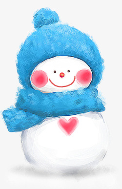 爱心雪人系着蓝色围巾的雪人高清图片