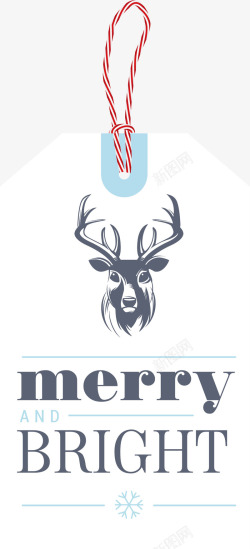 简约麋鹿圣诞节白色吊卡矢量图高清图片