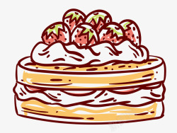 手绘蛋仔手绘生日蛋糕草莓水果蛋糕手绘蛋高清图片