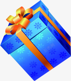 蓝色礼盒圣诞元旦展架素材