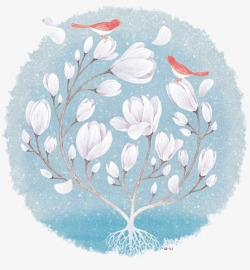 网页花鸟树杈玉兰高清图片