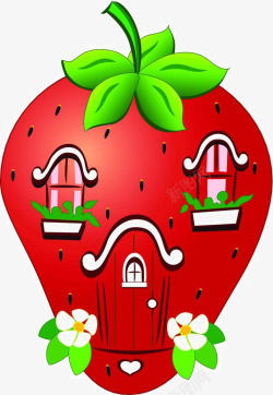 草莓房子卡通草莓房子高清图片