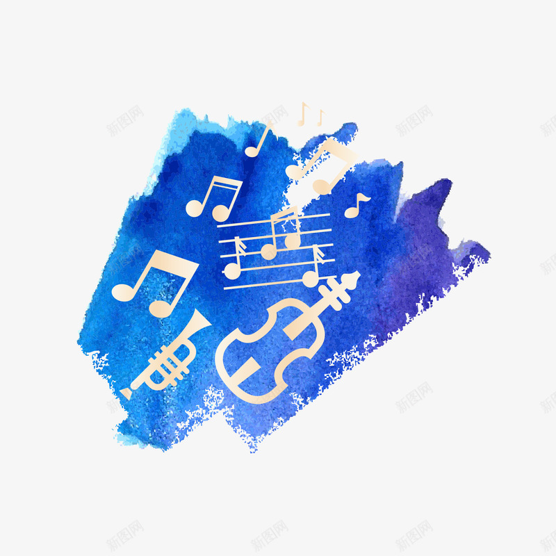 com 主旋律 乐器 创意设计 唯美 梦想 蓝色 音乐旋律 音符