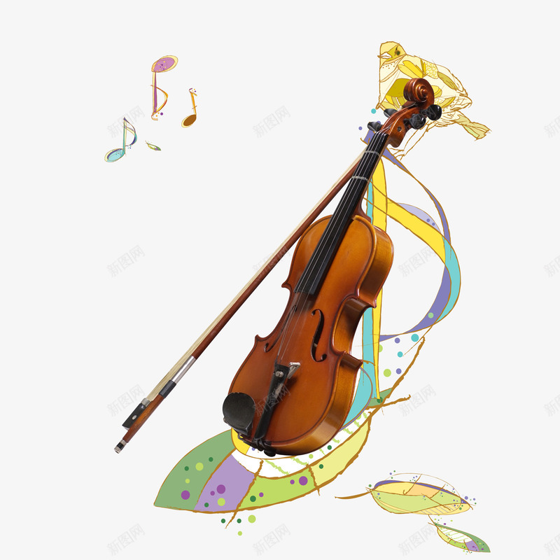 音符环绕的小提琴乐器png免抠素材_新图网 https://ixintu.com 乐器 小提琴 音乐 音符