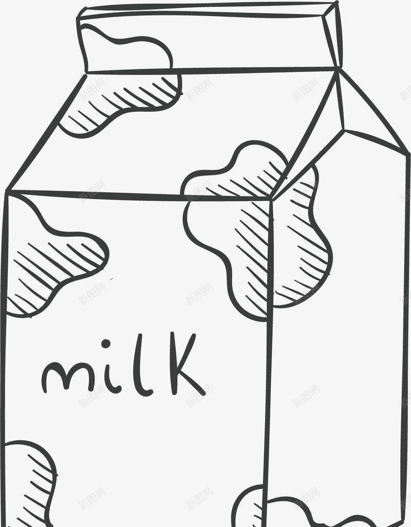 牛奶矢量图ai免抠素材_新图网 https://ixintu.com 手绘图案 牛奶 简笔画 矢量图
