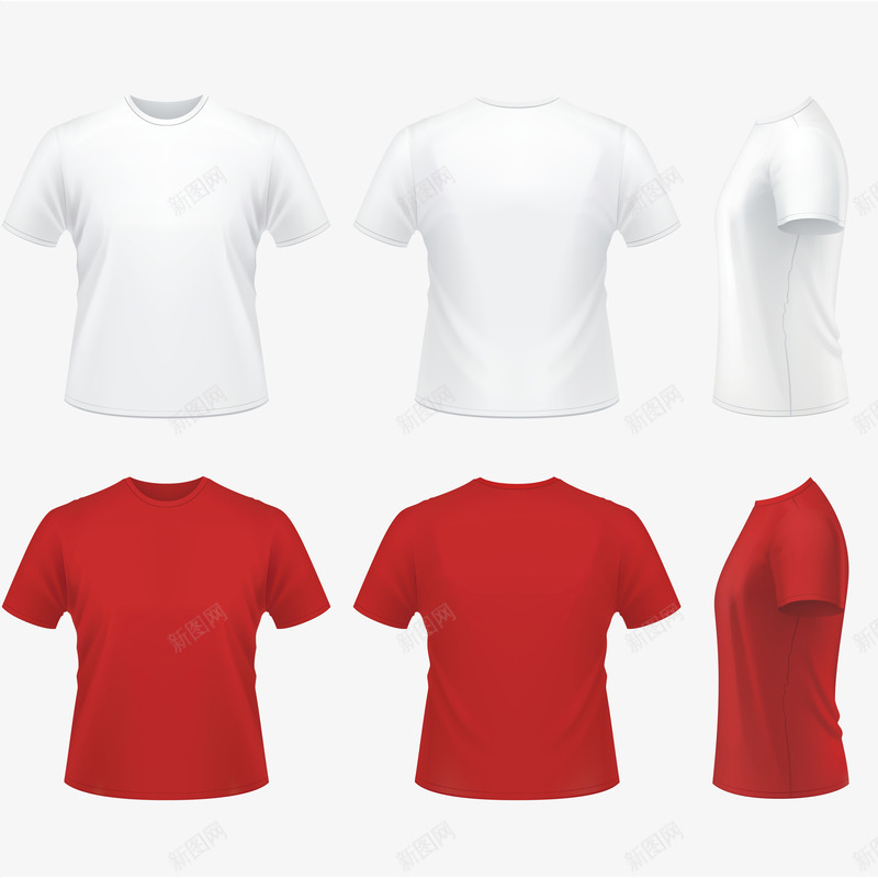 红白T恤png免抠素材_新图网 https://ixintu.com T恤 t恤线图 半袖T恤 白 红 衣服
