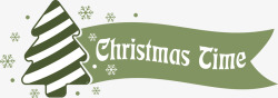 圣诞快乐艺术字圣诞树横幅标签高清图片