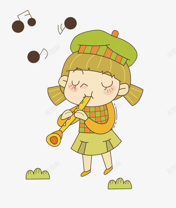吹笛子的漂亮女孩png免抠素材_新图网 https://ixintu.com 动听的 可爱的 吹笛子 小女孩 漂亮的 音乐 音符