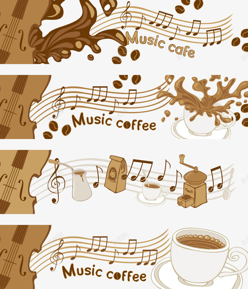 咖啡厅音乐psd免抠素材_新图网 https://ixintu.com 咖啡厅 唱歌 歌手 音乐素材 音浪 音符