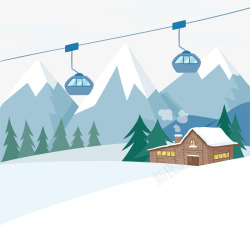 冬日度假宁静的冬日滑雪度假村矢量图高清图片