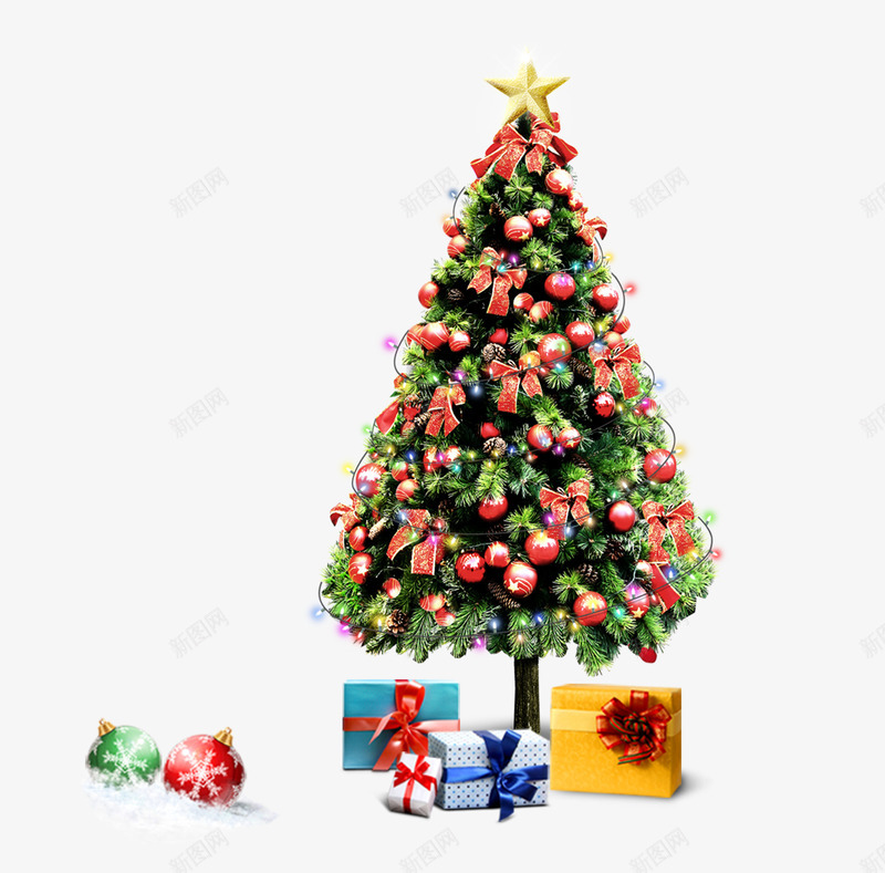圣诞树礼盒组合png免抠素材_新图网 https://ixintu.com 圣诞树 圣诞节 礼物 礼盒 雪地