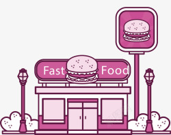 汉堡模型粉红色快餐店矢量图高清图片