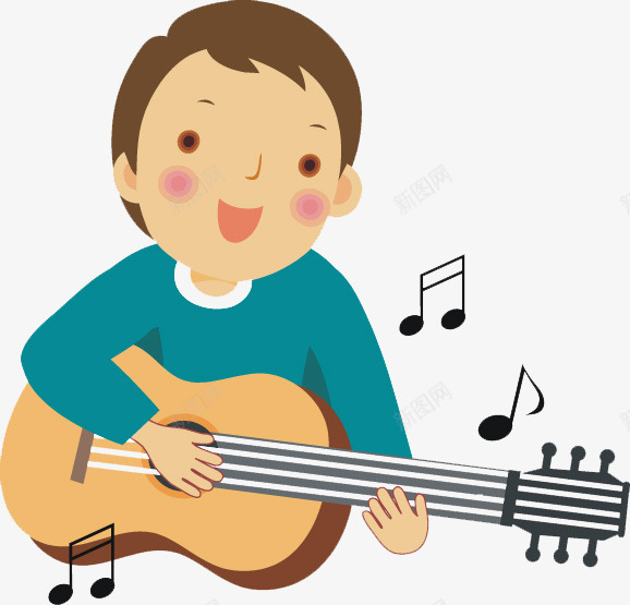 弹吉他的小男孩图png免抠素材_新图网 https://ixintu.com 卡通 可爱 吉他 小女孩 音乐 音乐器材 音乐符号