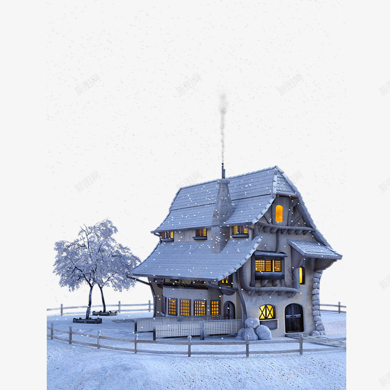 冬季的小房子psd免抠素材_新图网 https://ixintu.com 下雪 房子 故事屋 欧美