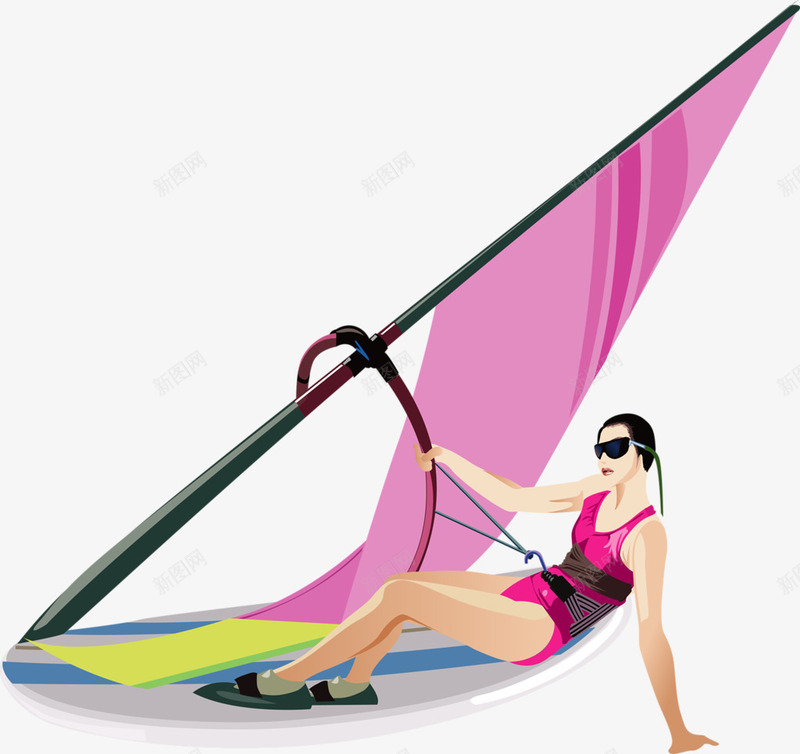 美女帆船手png免抠素材_新图网 https://ixintu.com 健身 冲浪 卡通 卡通人物 帆船 滑雪 美女 运动