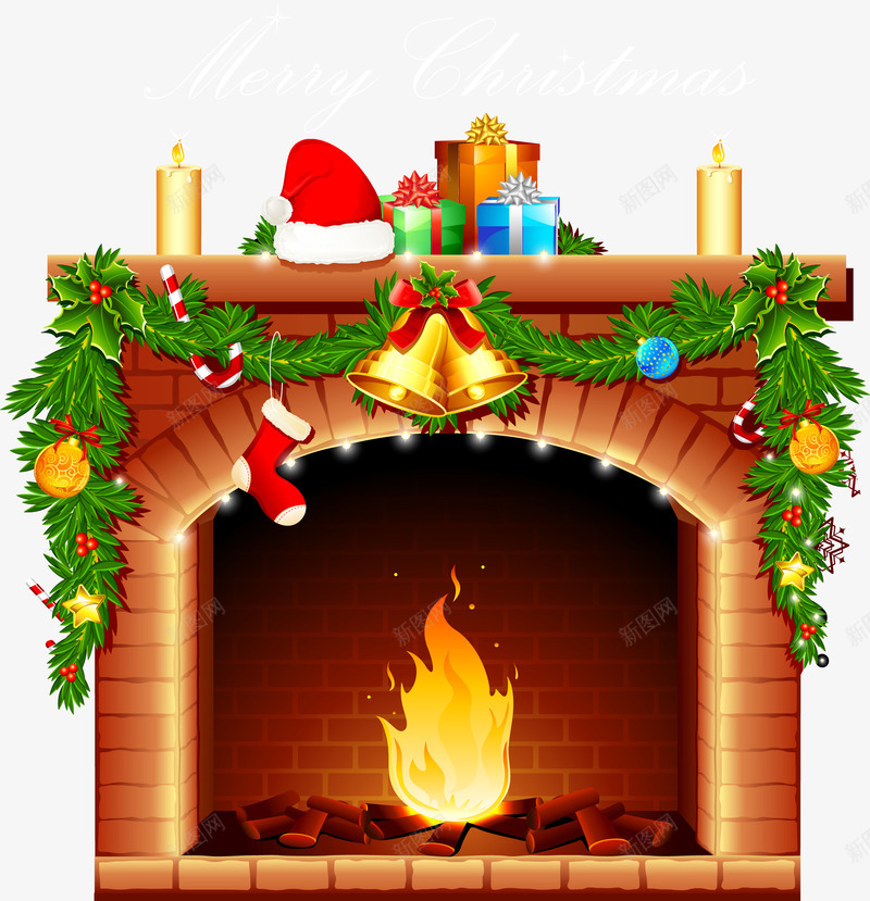 壁炉png免抠素材_新图网 https://ixintu.com 圣诞节 壁炉 棕色 火焰