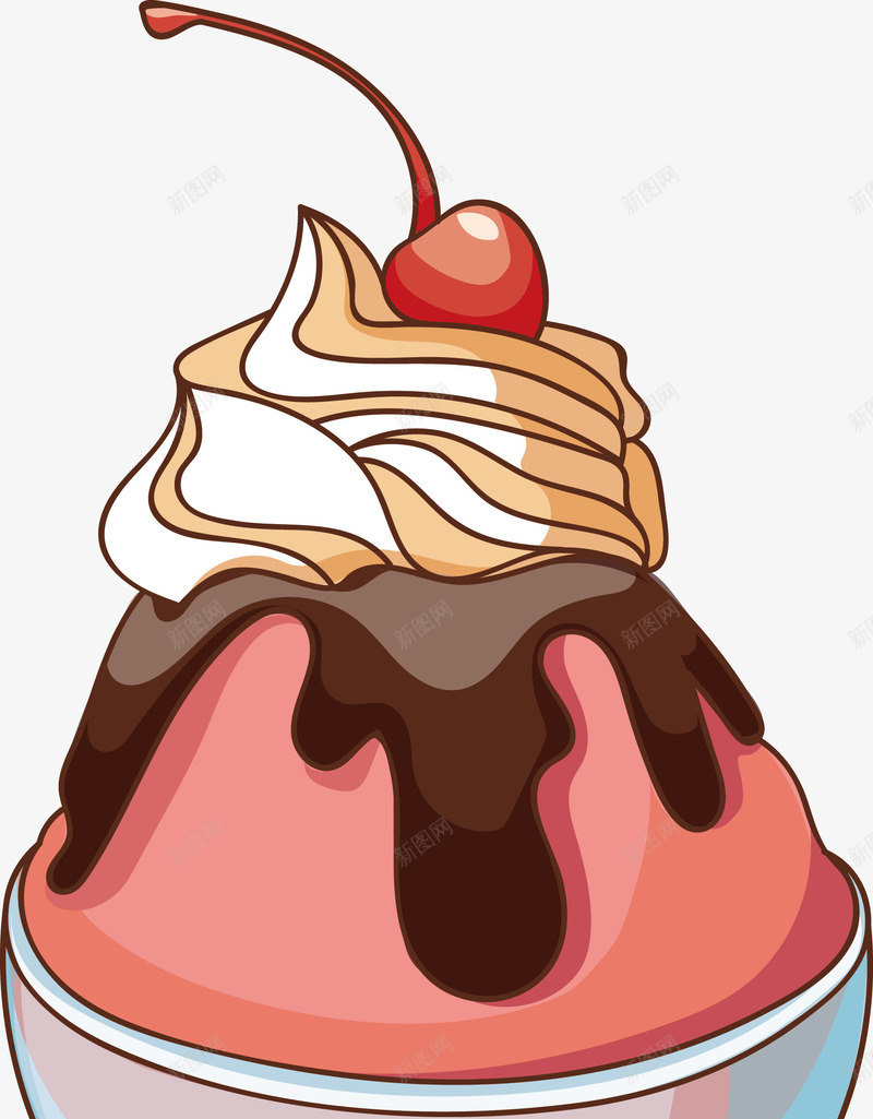 雪糕杯矢量图ai免抠素材_新图网 https://ixintu.com 冰淇淋 甜食 美食 零食 矢量图