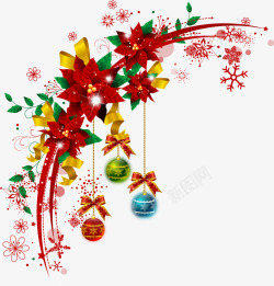 多彩蝴蝶结圣诞节圣诞球挂饰高清图片