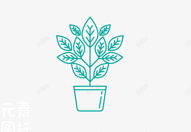 卡通图案植物盆栽图标png_新图网 https://ixintu.com 创意 动漫动画 卡通手绘 植物盆栽 简约 线性种植图标