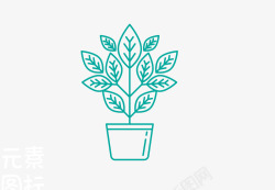 植物线性卡通图案植物盆栽图标高清图片