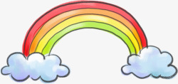 手绘云朵彩虹装饰元素素材