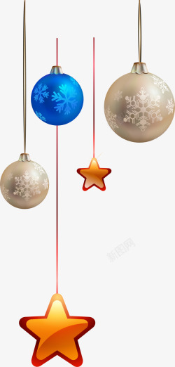 星星吊球圣诞节蓝色雪花吊球高清图片