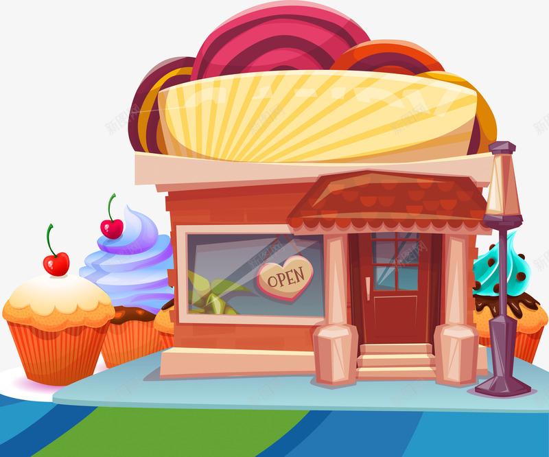 糖果屋png免抠素材_新图网 https://ixintu.com 卡通房子 圣诞糖果屋 居民区剪影 甜点 甜蜜糖果屋 糖果屋 蛋糕