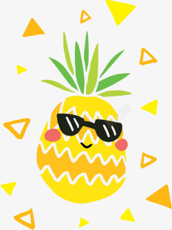 黄色夏天聚会卡通墨镜夏天菠萝矢量图高清图片