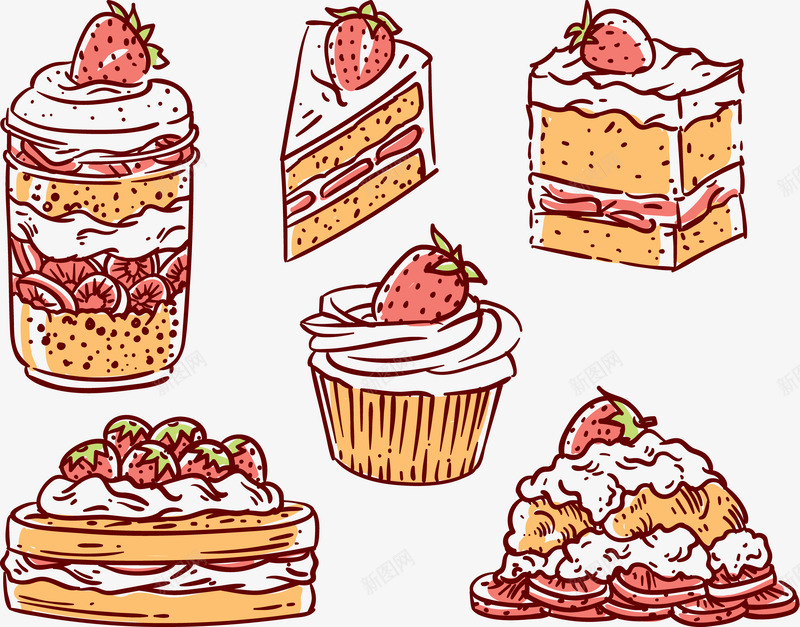 奶油夹心蛋糕png免抠素材_新图网 https://ixintu.com 夹心蛋糕 奶油蛋糕 特色 纸杯面包 草莓 食物