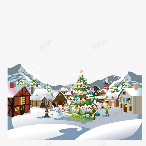 雪人圣诞树png免抠素材_新图网 https://ixintu.com 圣诞树 平安夜 雪地 雪景
