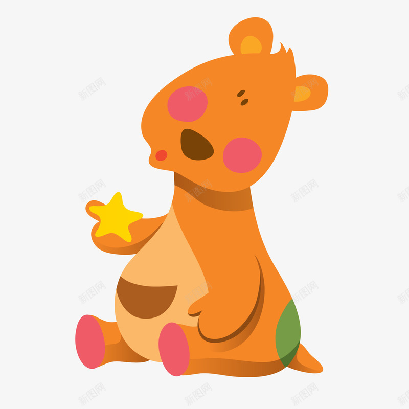 袋鼠矢量图ai免抠素材_新图网 https://ixintu.com 动物 卡通 可爱 宝宝 幼稚 星星 橙色 袋子 袋鼠 矢量图