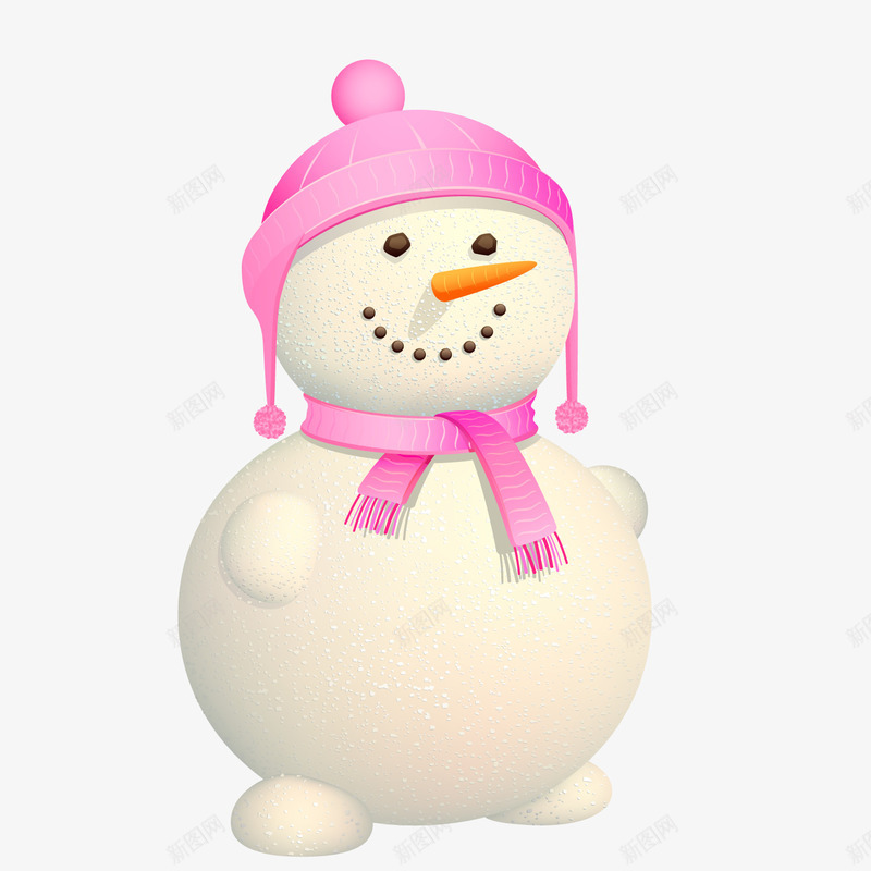 一个带着粉色帽子的雪人矢量图ai免抠素材_新图网 https://ixintu.com 一个雪人 尖鼻子 微笑 粉色帽子 雪球 矢量图