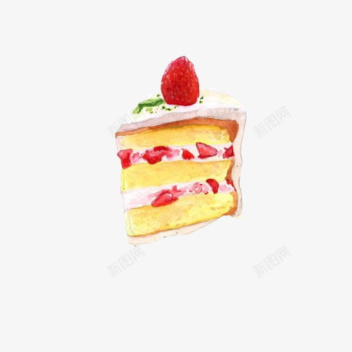蛋糕手绘片png免抠素材_新图网 https://ixintu.com 彩绘 甜点 草莓 蛋糕