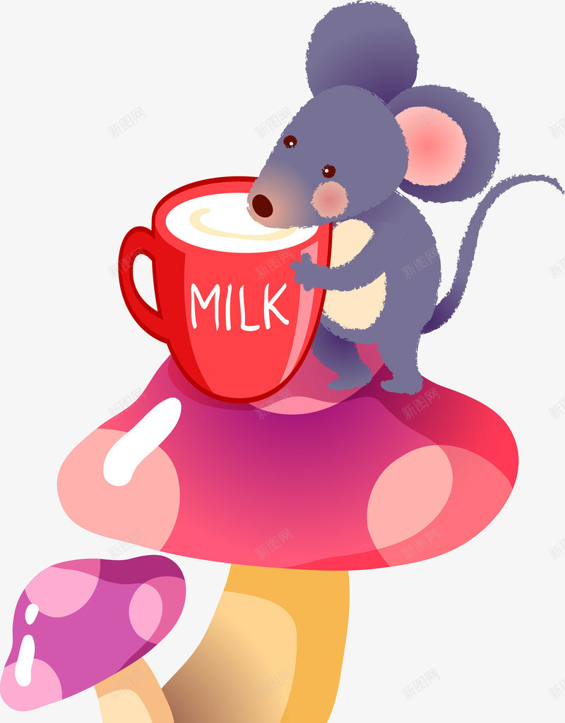 可爱老鼠在蘑菇上喝牛奶png免抠素材_新图网 https://ixintu.com milk 卡通 卡通插画 可爱 可爱老鼠 喝牛奶 幼儿卡通 插画 梦幻 牛奶 牛奶杯 童话 老鼠 老鼠生日 蘑菇