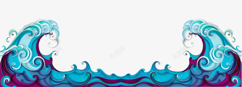 蓝色中国风海浪图案png免抠素材_新图网 https://ixintu.com 中国风 图案png 海浪 蓝色