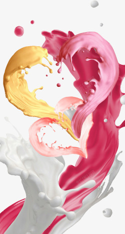 粉色液体心形喷溅的液体高清图片
