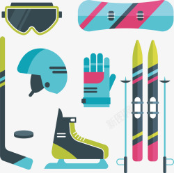 滑雪装备免扣png素材冬季冰雪运动工具矢量图高清图片
